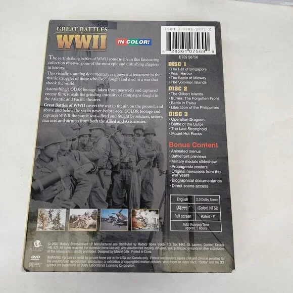 Great Battles of WWII - DVD 2009, Collectors Tin Box Set, 3 discs, War History - Picture 5 of 8